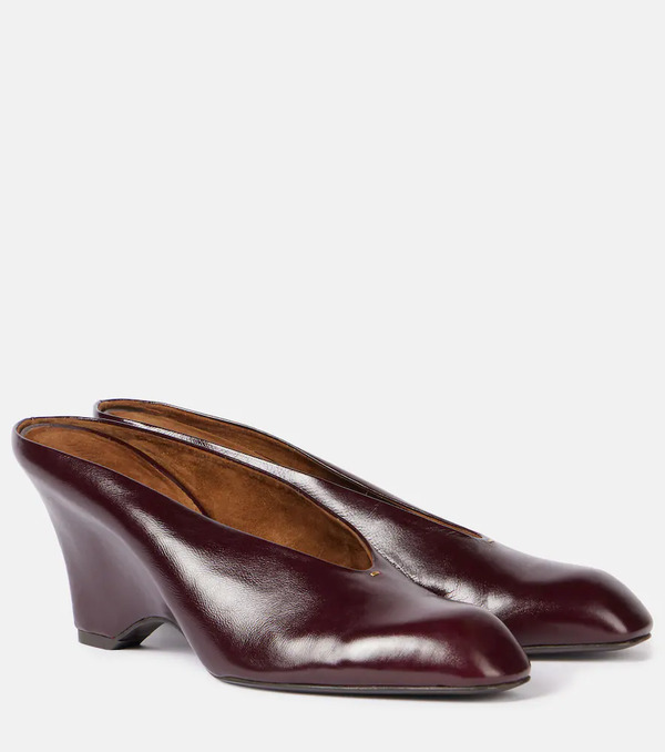  Khaite Khaite Colt 75 Leather Wedge Mules 