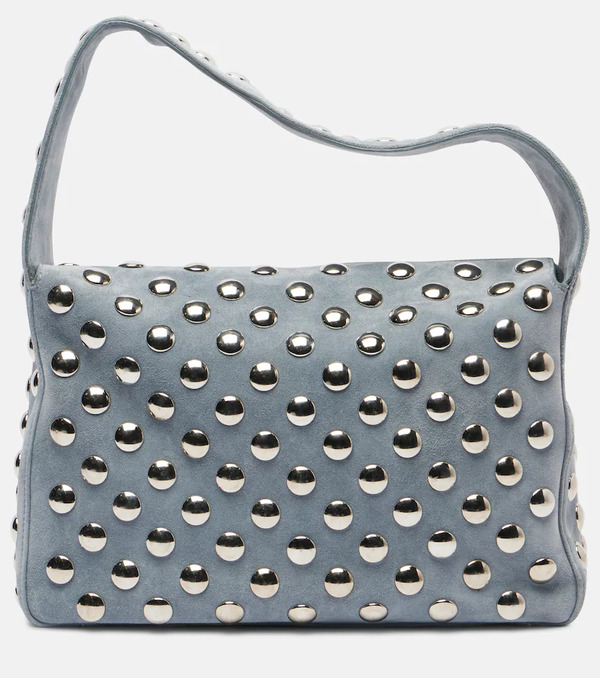  Khaite Khaite Elena Medium Studded Suede Shoulder Bag 