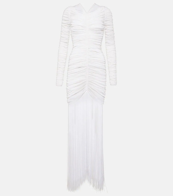  Khaite Khaite Guisa Fringed Shirred Silk-blend Gown 