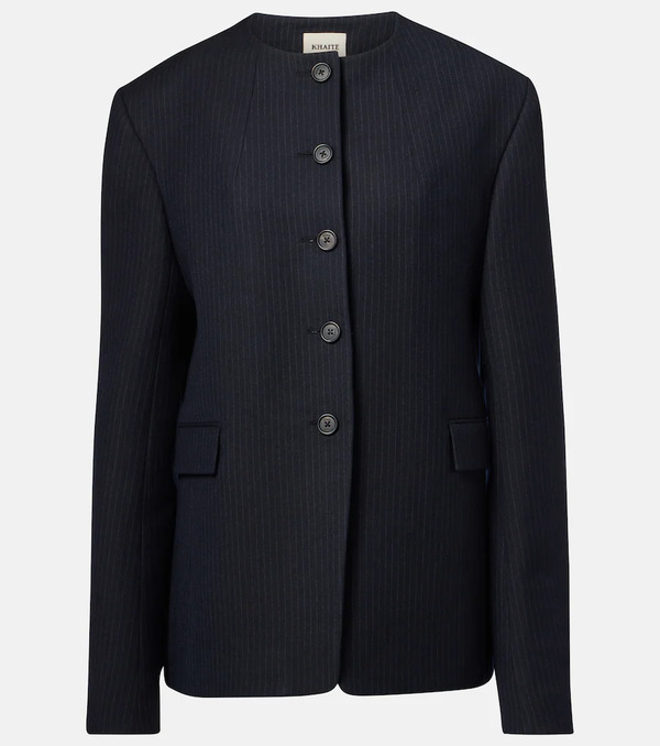  Khaite Khaite Jameson Pinstripe Wool-blend Jacket 