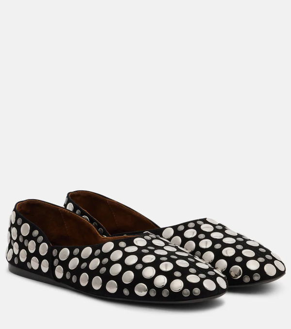  Khaite Khaite Jane Studded Suede Ballet Flats 