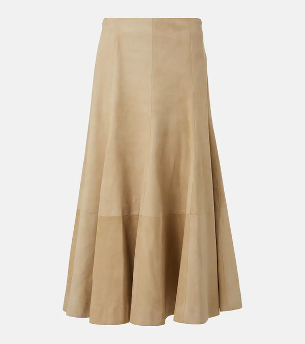  Khaite Khaite Lenno Suede Midi Skirt 