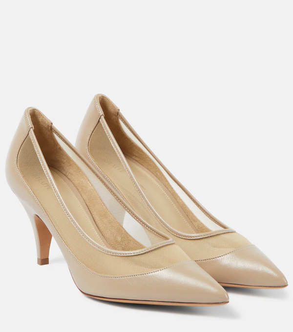  Khaite Khaite River Leather And Mesh Pumps 