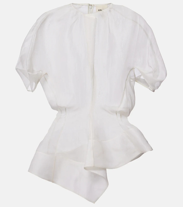  Khaite Khaite Rumi Sheer Peplum Silk Top 