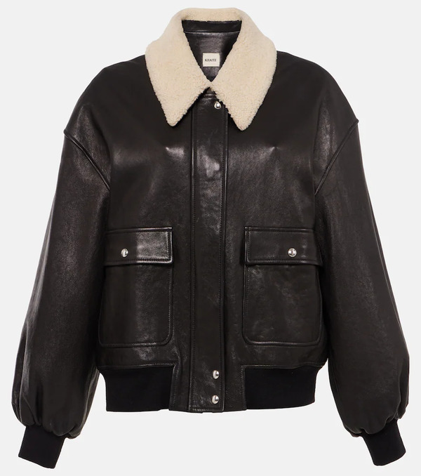  Khaite Khaite Shellar Shearling-trimmed Leather Jacket 