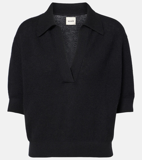  Khaite Khaite Shrunked Jo Cashmere-blend Polo Sweater 