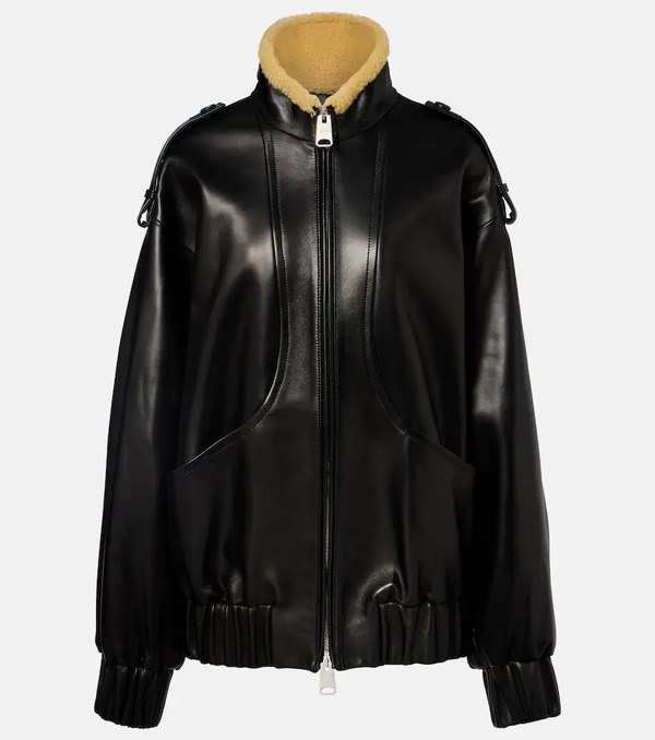  Khaite Khaite Sigi Shearling-trimmed Leather Jacket 