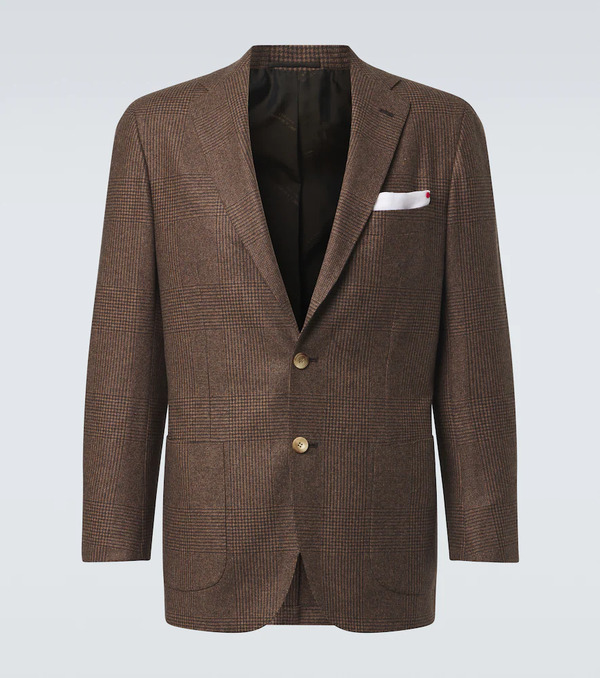  Kiton Kiton Prince Of Wales Check Virgin Wool Blazer 