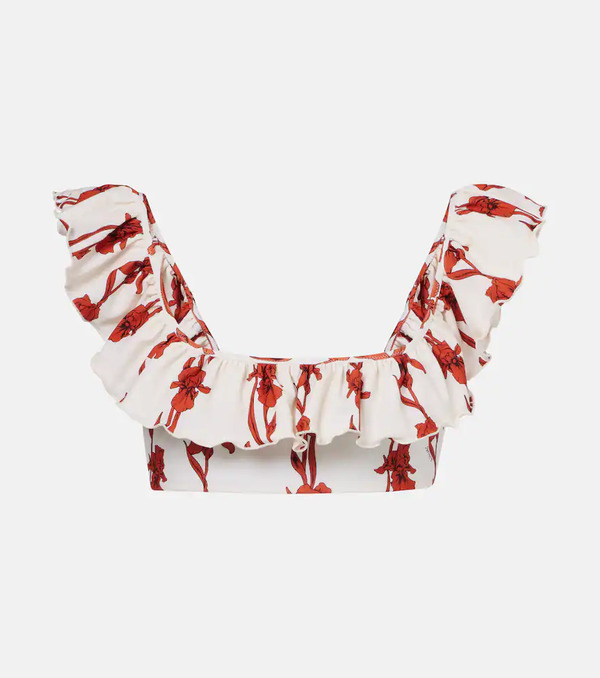  La Doublej La Doublej Boy Floral Ruffled Bikini Top 