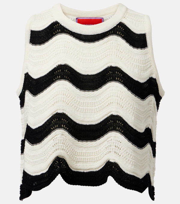  La Doublej La Doublej Chevron Cotton Crochet Crop Top 