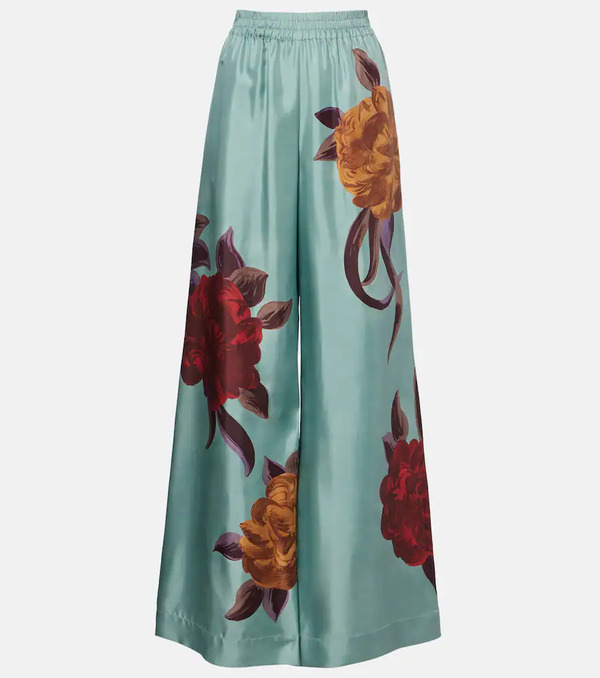  La Doublej La Doublej Floral Silk Palazzo Pants 