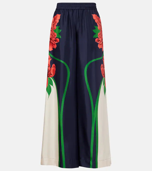  La Doublej La Doublej Floral Silk Palazzo Pants 