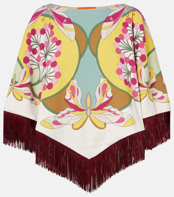  La Doublej La Doublej Florette Placee Reversible Satin Poncho 