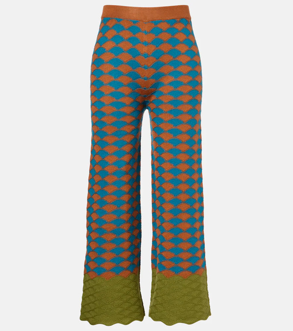  La Doublej La Doublej Intarsia Knitted Straight Wool Pants 