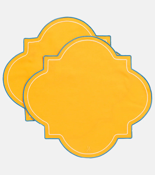  La Doublej La Doublej Medallion Set Of 2 Canvas Placemats 
