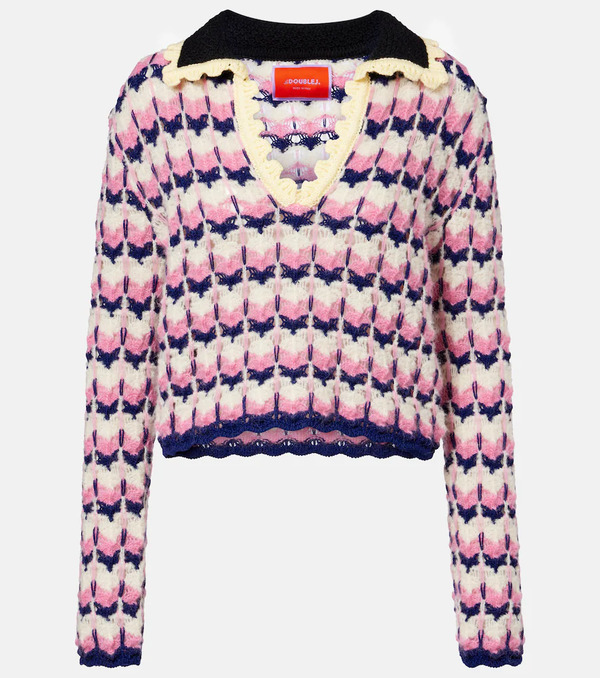  La Doublej La Doublej Picket Wool-blend Polo Sweater 
