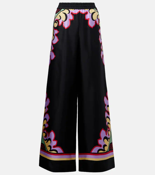  La Doublej La Doublej Printed Silk Palazzo Pants 