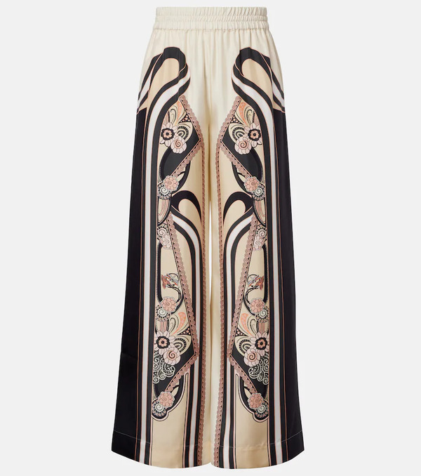  La Doublej La Doublej Printed Silk Palazzo Pants 