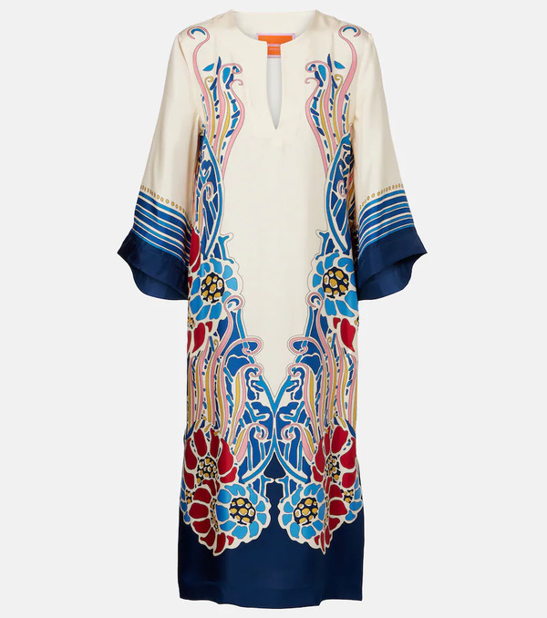  La Doublej La Doublej Printed Silk Satin Kaftan 