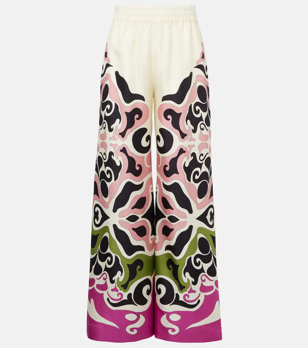  La Doublej La Doublej Printed Silk Twill Palazzo Pants 