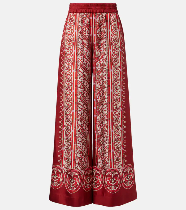 La Doublej La Doublej Printed Silk Twill Palazzo Pants 