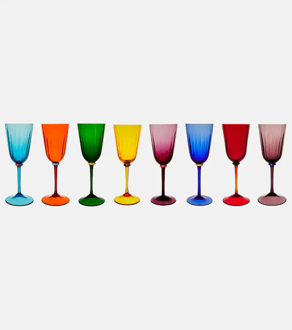  La Doublej La Doublej Rainbow Set Of 8 Wine Glasses 