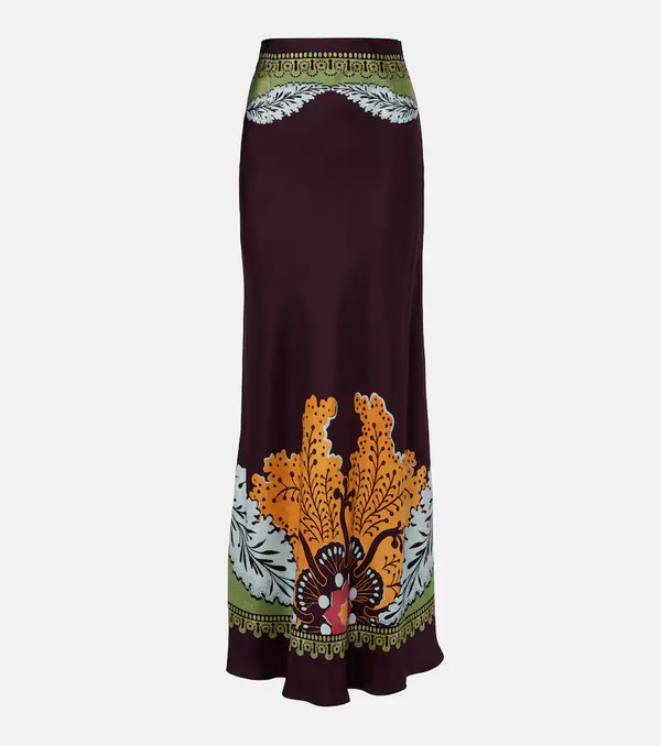  La Doublej La Doublej Sleek Placee Silk Maxi Skirt 