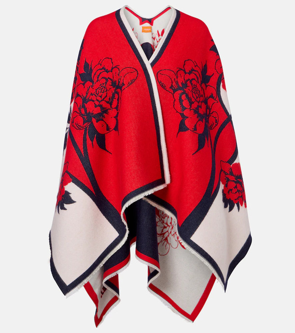  La Doublej La Doublej Soul Floral Wool And Silk Poncho 