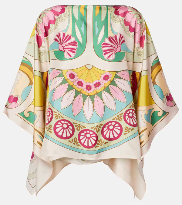  La Doublej La Doublej Square Printed Silk Twill Top 