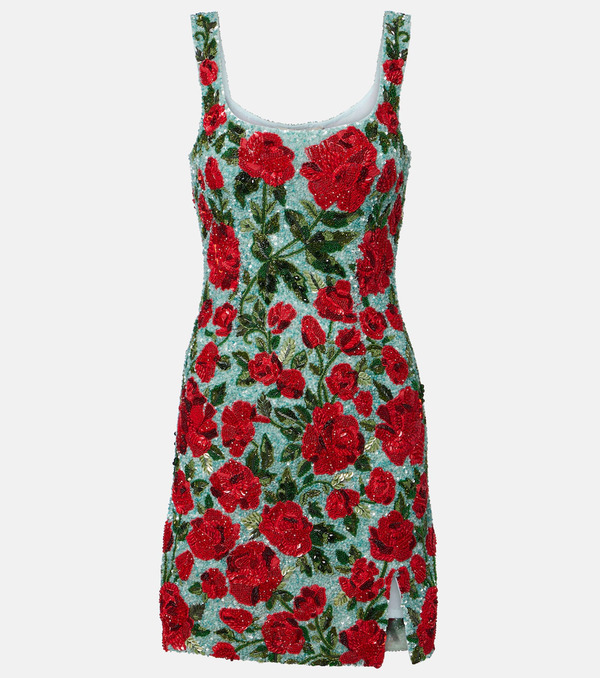  La Fuori La Fuori Crimson Rose Sequined Minidress 