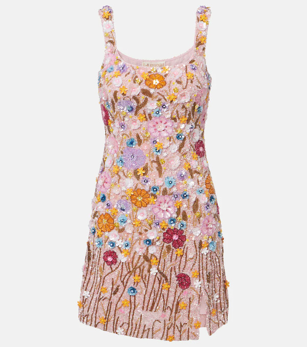  La Fuori La Fuori Embellished Floral-applique Minidress 