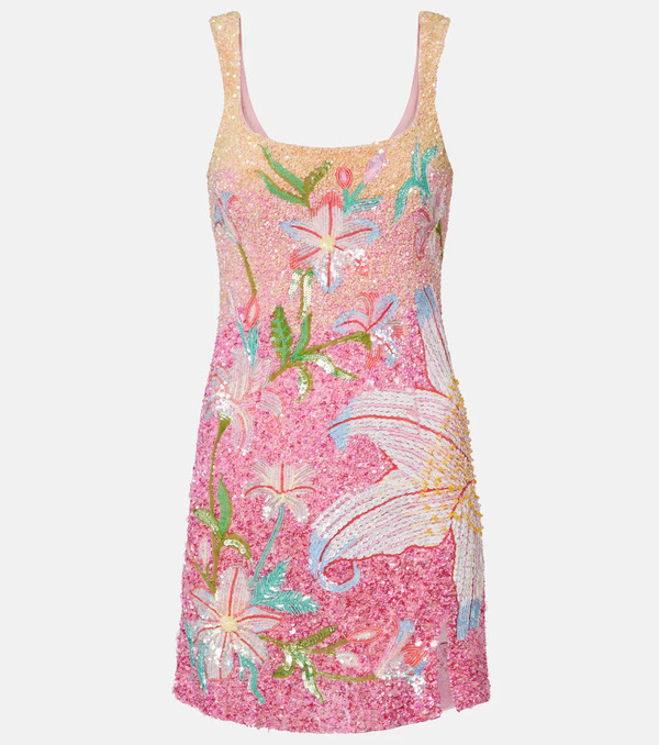  La Fuori La Fuori Floral Sequined Minidress 
