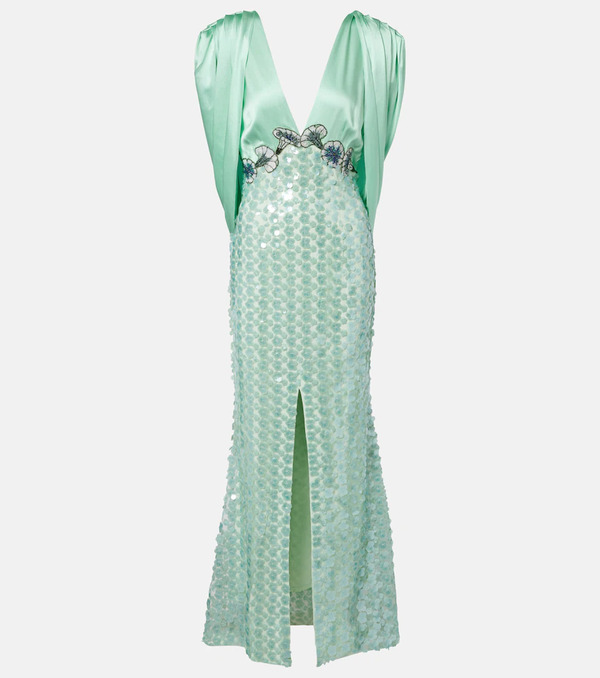  La Fuori La Fuori Sequined Caped Open-back Gown 