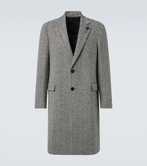  Lardini Lardini Herringbone Virgin Wool Tweed Overcoat 