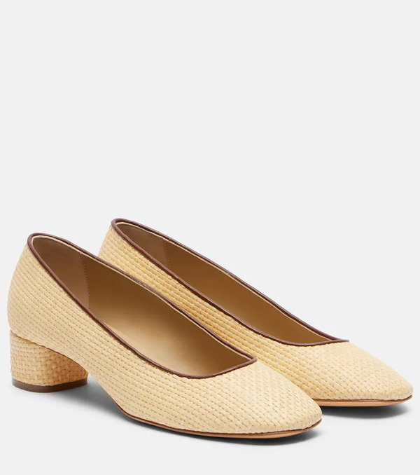  Le Monde Beryl Le Monde Beryl Leather-trimmed Raffia Pumps 