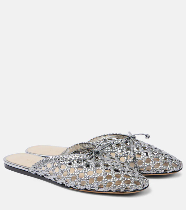  Le Monde Beryl Le Monde Beryl Regency Woven Leather Mules 