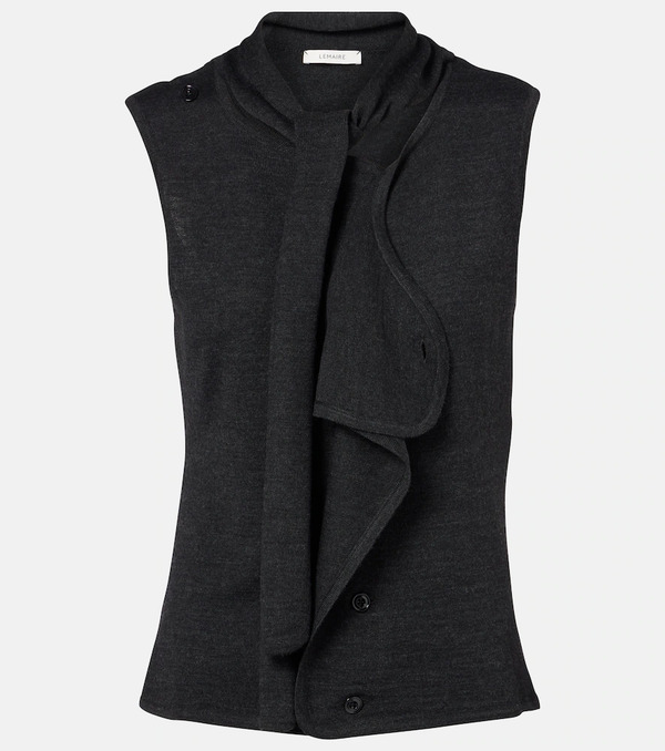  Lemaire Lemaire Asymmetric Wool-blend Tie-neck Vest 