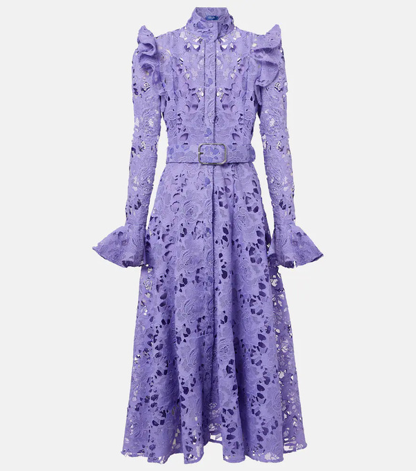  Leo Lin Leo Lin Aliyah Floral Ruffled Lace Midi Dress 