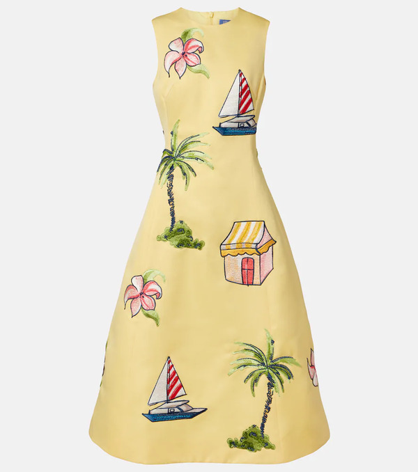  Leo Lin Leo Lin Beaded Patch-applique Midi Dress 