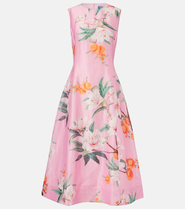  Leo Lin Leo Lin Cleo Floral Linen-blend Midi Dress 