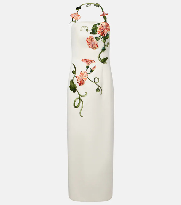  Leo Lin Leo Lin Floral-applique Halterneck Gown 