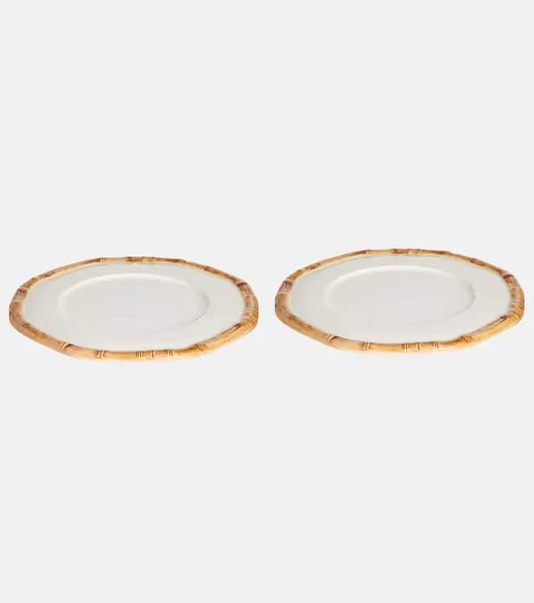  Les-ottomans Les-ottomans Bamboo Set Of 2 Ceramic Charger Plates 