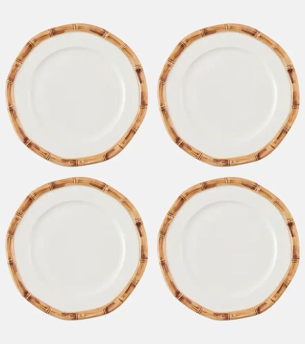  Les-ottomans Les-ottomans Bamboo Set Of 4 Ceramic Dessert Plates 
