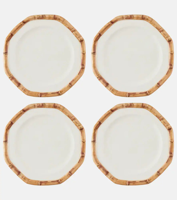  Les-ottomans Les-ottomans Bamboo Set Of 4 Ceramic Dinner Plates 