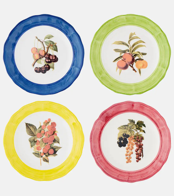  Les-ottomans Les-ottomans Botanica Set Of 4 Ceramic Plates 