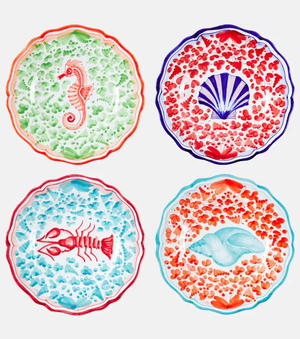  Les-ottomans Les-ottomans Dots Set Of 4 Ceramic Dinner Plates 