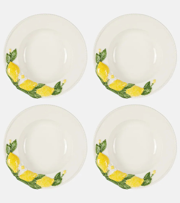  Les-ottomans Les-ottomans Lemon Set Of 4 Ceramic Soup Plates 