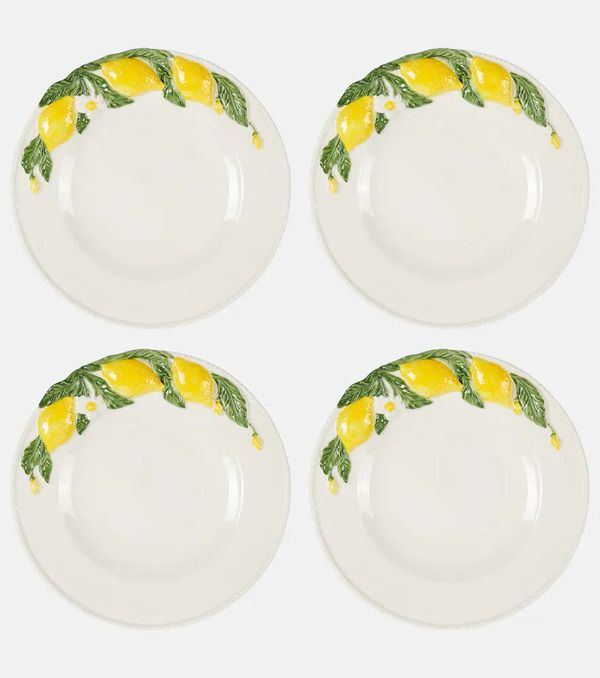  Les-ottomans Les-ottomans Lemon Set Of 4 Dinner Plates 