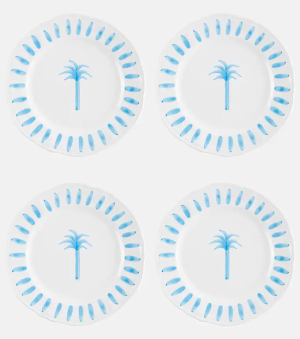  Les-ottomans Les-ottomans Palm Set Of 4 Ceramic Dinner Plates 