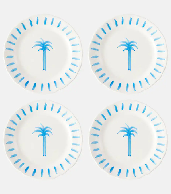  Les-ottomans Les-ottomans Palm Set Of 4 Ceramic Plates 